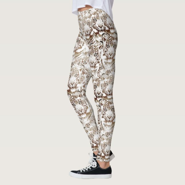 Legging Design branco e castanho com a face mais alta (Esquerda)