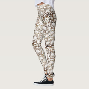 Legging Design branco e castanho de face mais clara