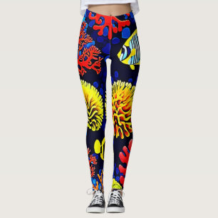 Legging Design brilhante de vida de recife subaquático