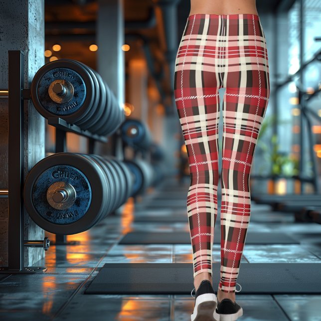 Legging Design Clássico Xadrez Tartan Vermelho do Clã Camp (Criador carregado)