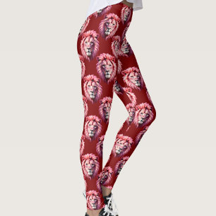 Legging Design com Cabeça de Leão Rosa Bege