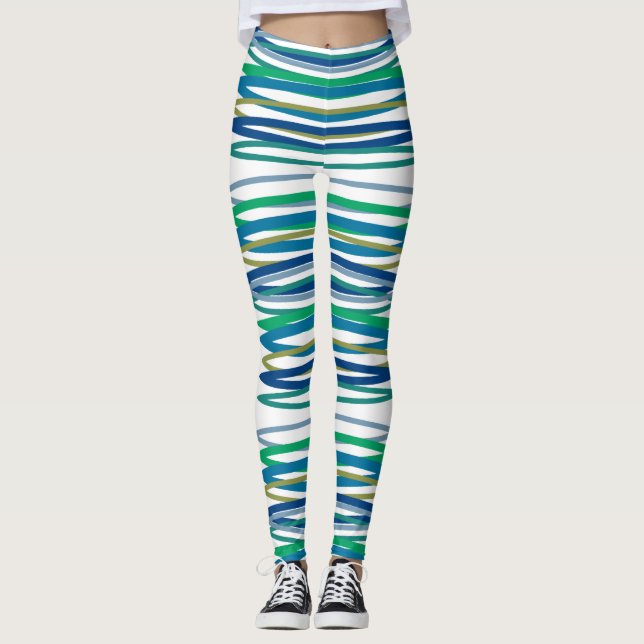 Legging Design com padrão em azul e verde (Frente)