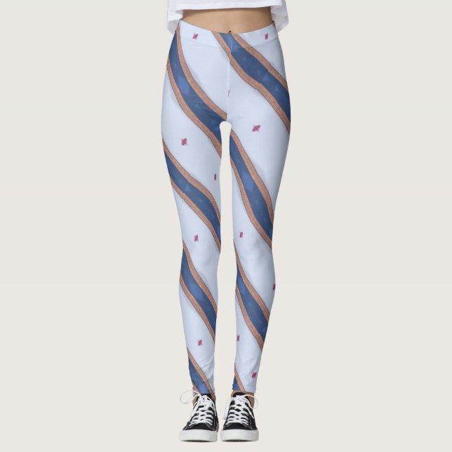 Legging Design com risca azul e branca (Frente)
