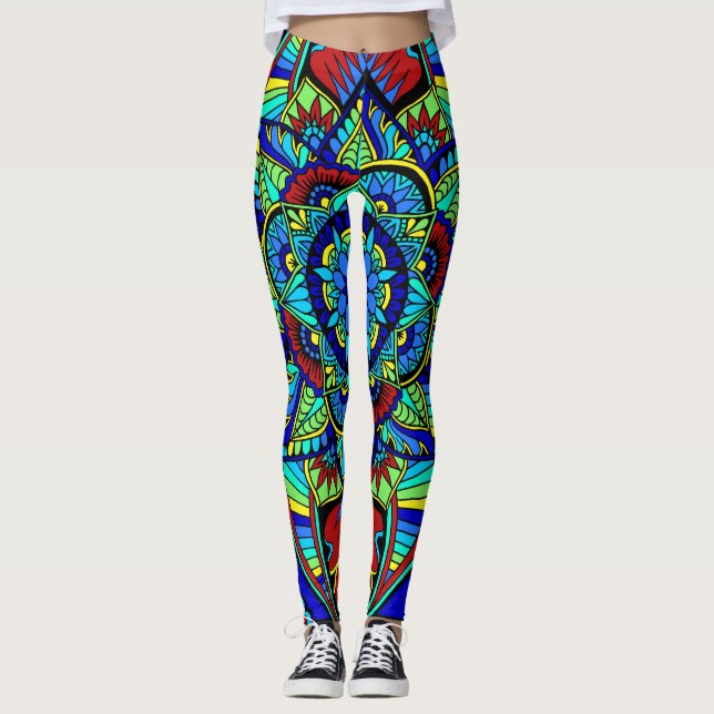 Legging Design completo brilhante da mandala (Frente)