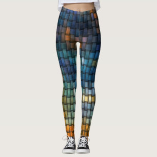 Legging Design composto por listras entrelaçadas coloridas
