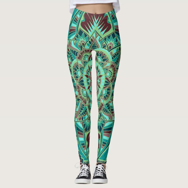 Legging Design da terra da mandala da argila (Frente)
