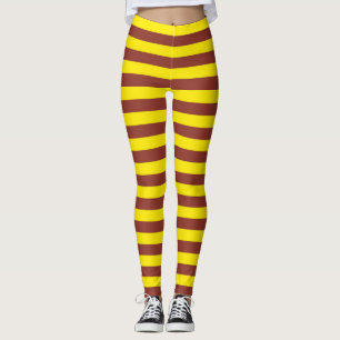 Legging Design das faixas amarelas e castanhas