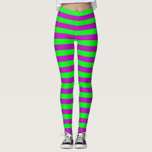 Legging Design das faixas roxas e verdes