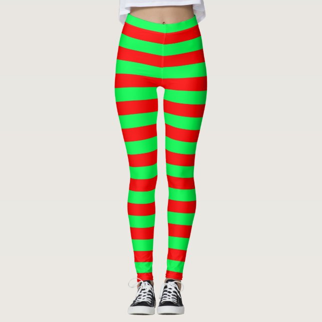 Legging Design das faixas vermelhas e verdes (Frente)