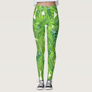 Legging Design das folhas tropicais aquáticas