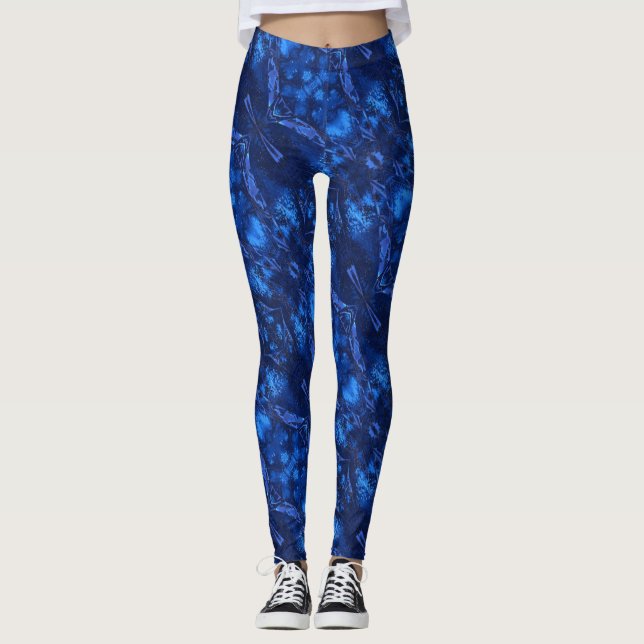Legging design de abstrato, fundo e frio, azul oceânico (Frente)