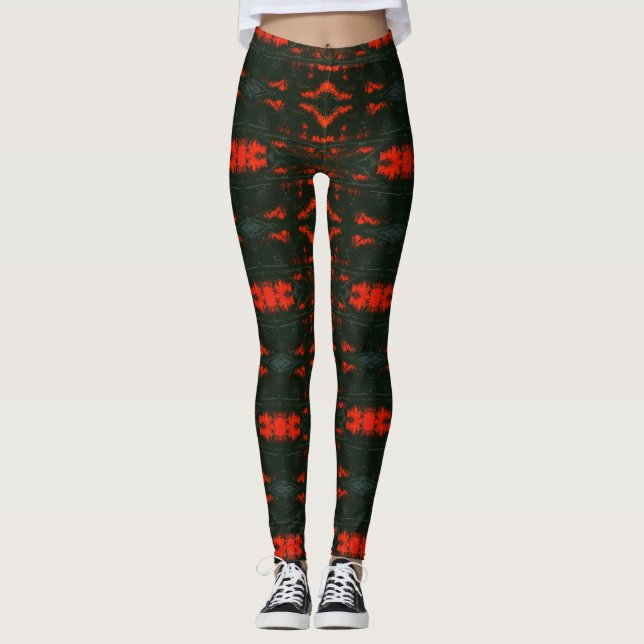 Legging design de abstrato, profundo, vermelho quente e ca (Frente)