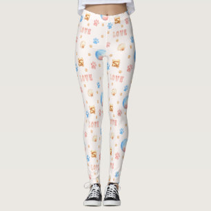 Legging Design de Aquarela "LOVE" com impressões de pata d