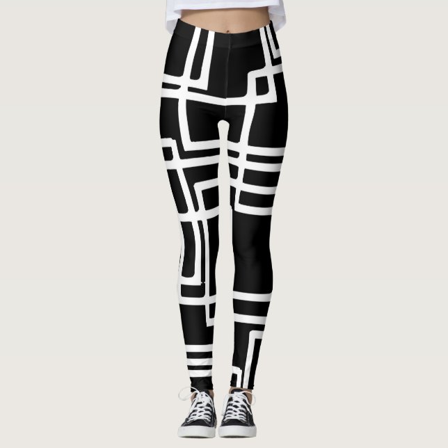 Legging Design de Artística em Quadrados Brancos (Frente)