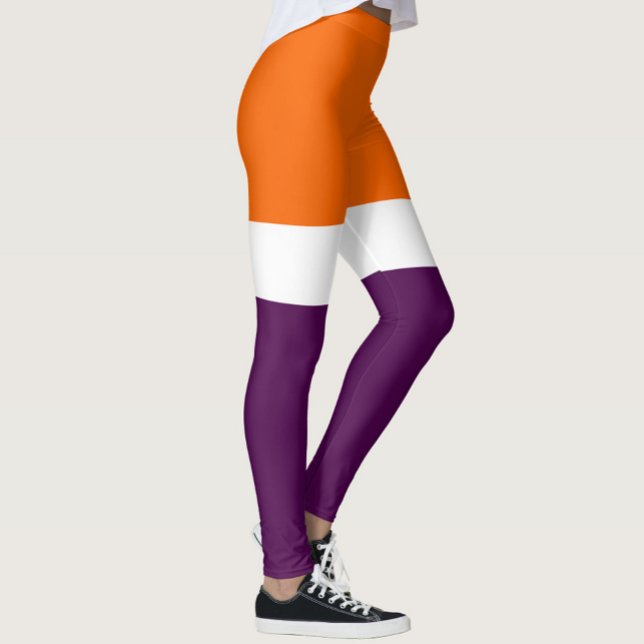 Legging Design de Bloco de Cor Simples Púrpura Laranja Bra (Criador carregado)