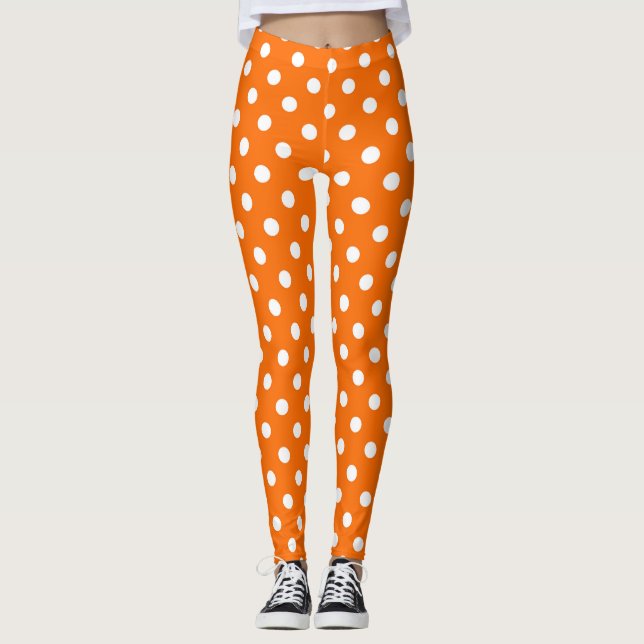 Legging Design de Bolinhas brancas laranja (Frente)
