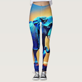 Legging Design de Brilho de Elefante Azul