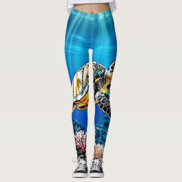 Legging Design de brilho de tartaruga