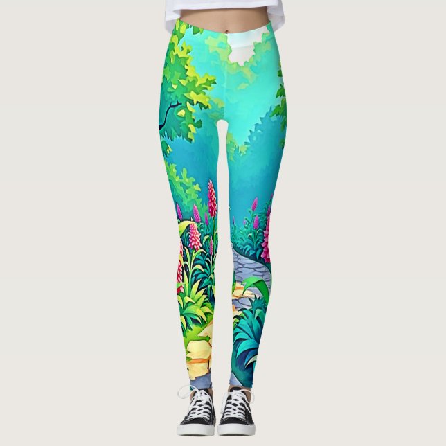Legging Design de Caminho do Jardim Magnético (Frente)