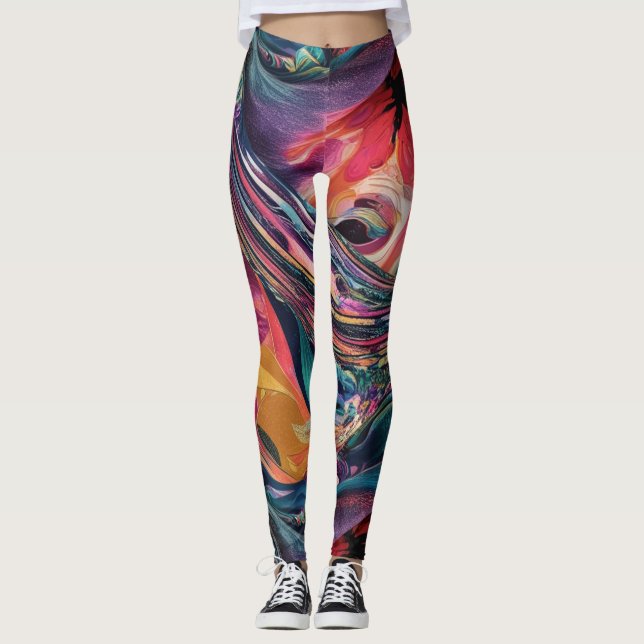 Legging Design de Camisa-T-Abstrato All-Over-Impressão (Frente)