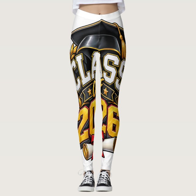 Legging Design de Celebração de Graduação da Turma de 2026 (Frente)