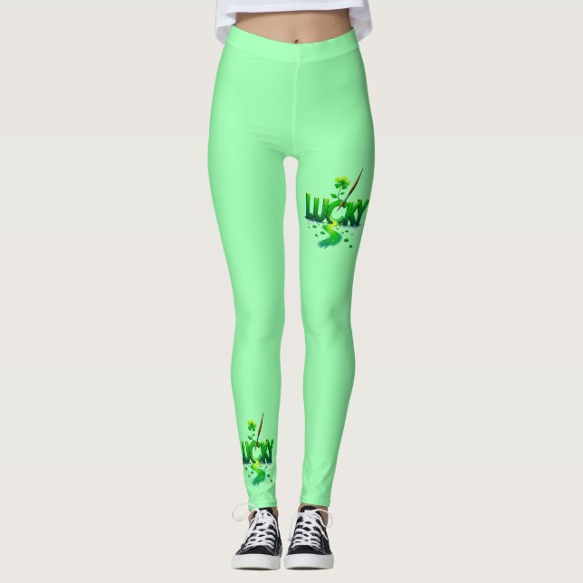 Legging Design de Clover para Rua. Dia de Patrick (Frente)