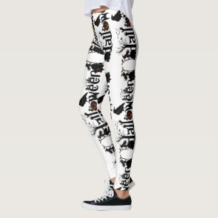 Legging Design de Conceito de Tipografia do Halloween Blac