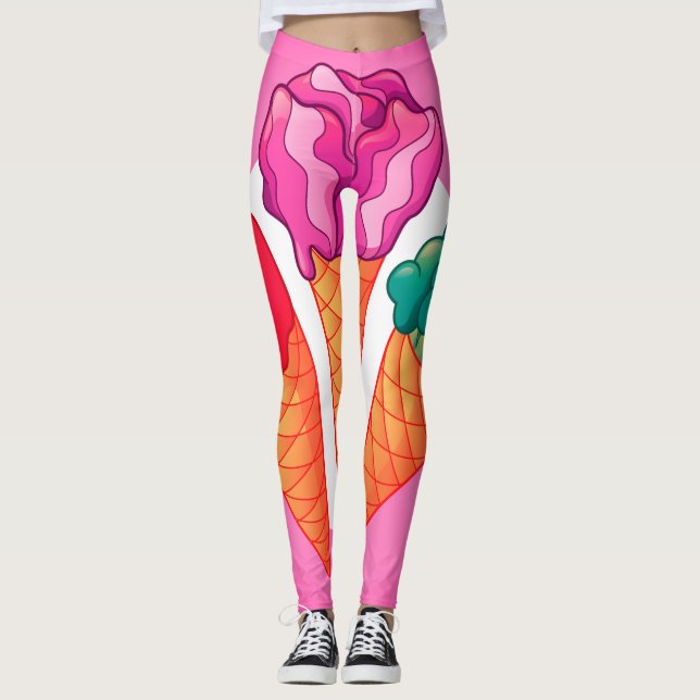 Legging Design de Cone de Sorvete Vegano Delicioso (Frente)