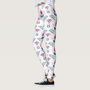 Legging design de Cor Floral Rosa