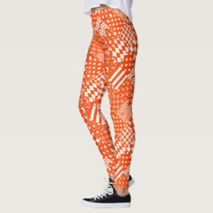 Legging Design de Correção de Padrões Mistos Brancos Laran