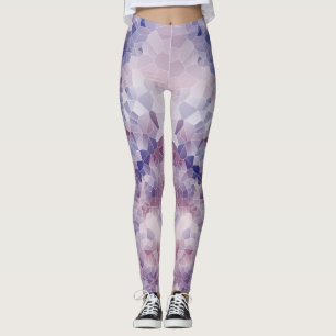 Legging Design de Cristal Geométrico Rosa Suave e Purple