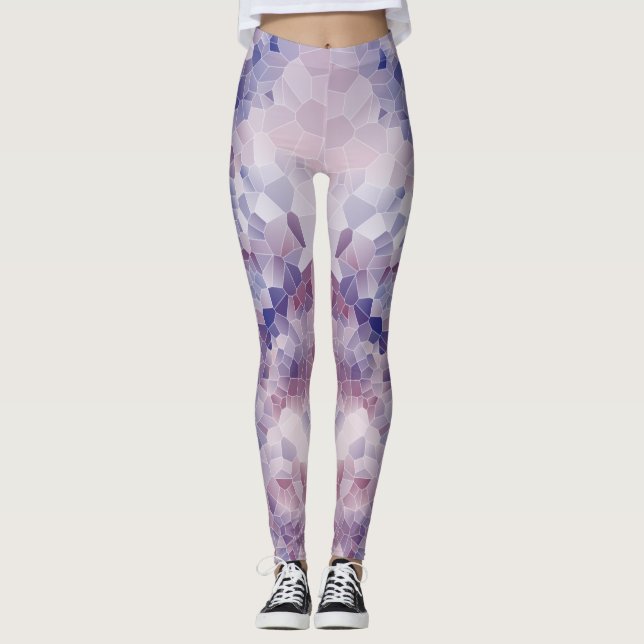 Legging Design de Cristal Geométrico Rosa Suave e Purple (Frente)