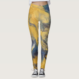 Legging Design de derramamento de acrílico dourado