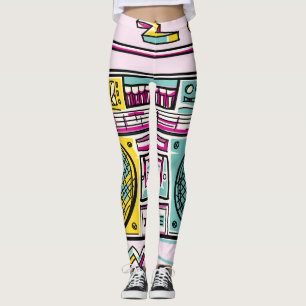 Legging Design de Desenho Colorido da Caixa Funky