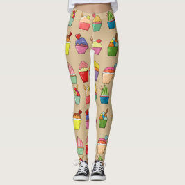 Legging Design de diversão cupcakes desenhados pela mão
