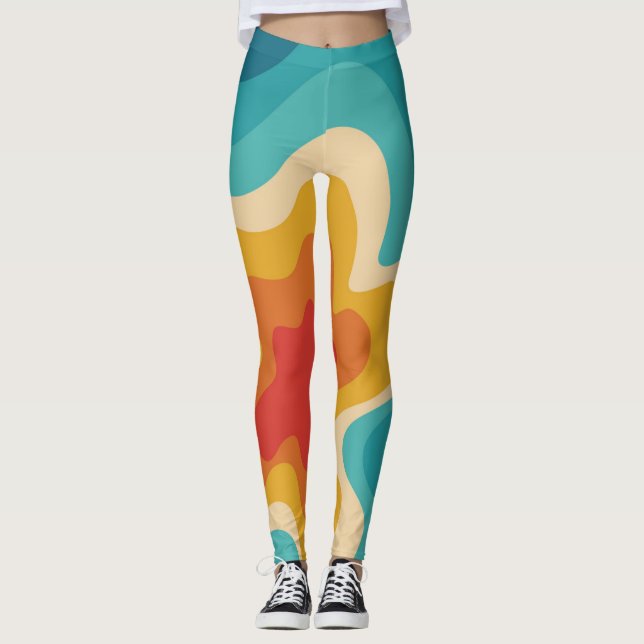 Legging Design de espiral colorido do estilo retrógrado (Frente)