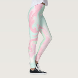Legging Design de espiral rosa verde com tonalidade suave 