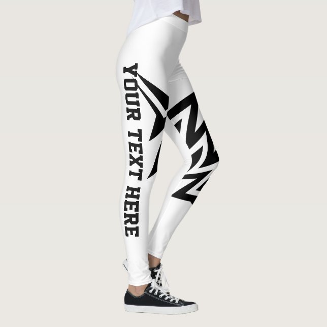 Legging Design de Estrela Tribal Personalizada Branco e Pr (Direita)