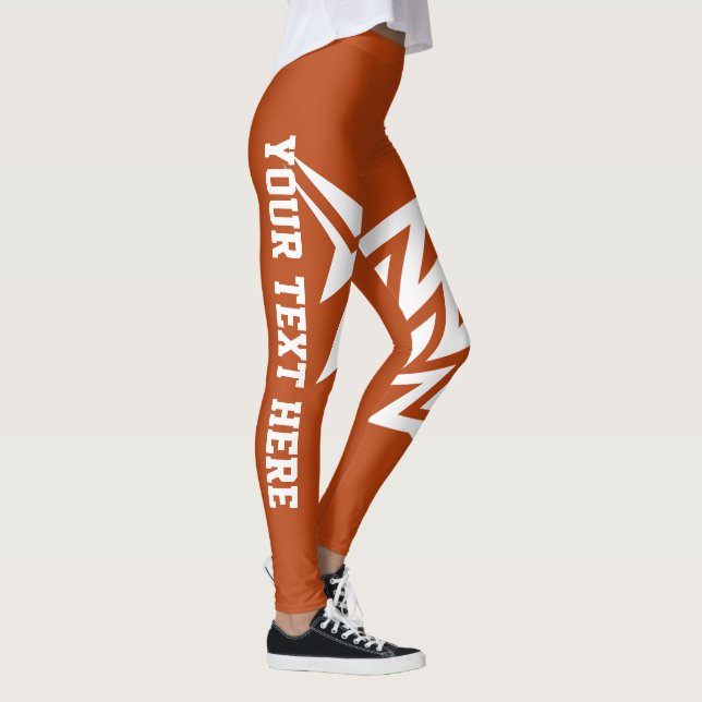 Legging Design de Estrela Tribal Personalizado em Laranja  (Direita)