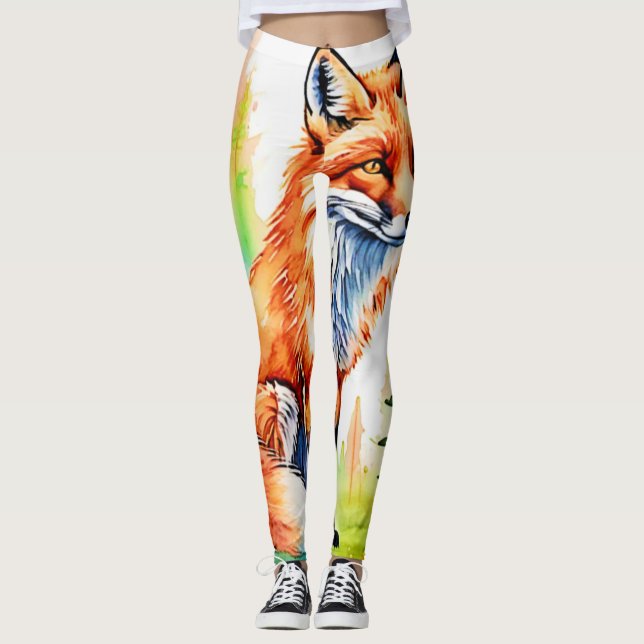 Legging Design de Exibição de Fox da Floresta (Frente)