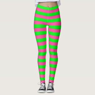 Legging Design de faixa rosa e verde