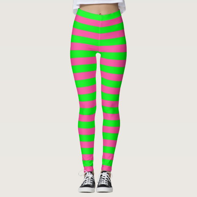 Legging Design de faixa rosa e verde (Frente)