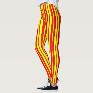 Legging Design de faixas vermelhas e amarelas
