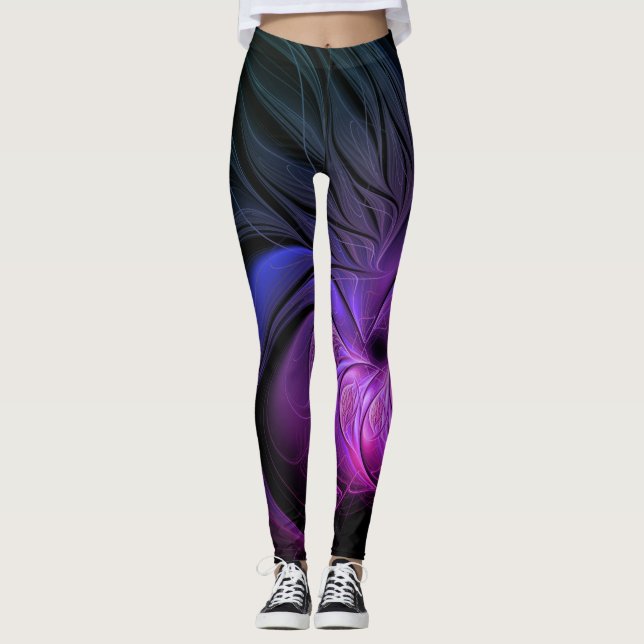 Legging Design de fantasia sobre fundo preto com cor legal (Frente)