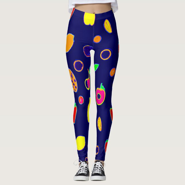 Legging Design de Fiesta de Fruta elétrica (Frente)