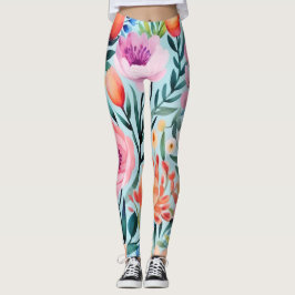Legging design de flor colorida de verão