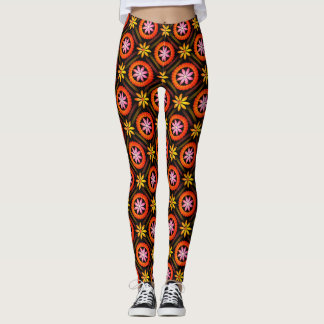 Legging Design de Flor Moderno sobre fundo preto