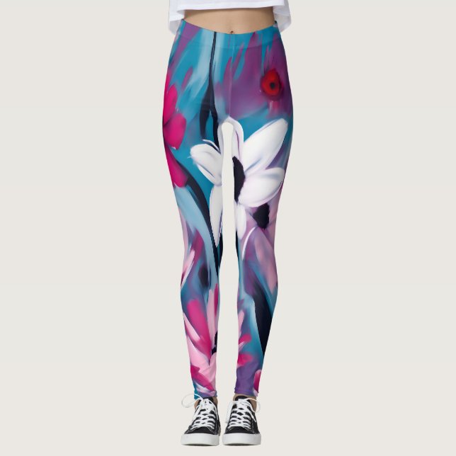 Legging Design de Flores de Verão (Frente)