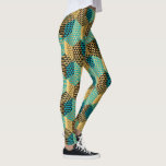 Legging Design de Formas Geométricas Modernas de Cores Mis<br><div class="desc">Triângulos geométricos coloridos elegantes e formas de octógono design.com cores douradas preto e azul-esverdeado</div>