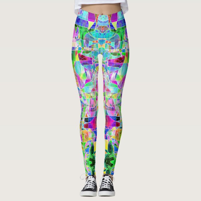Legging design de fragmentos coloridos fofos (Frente)